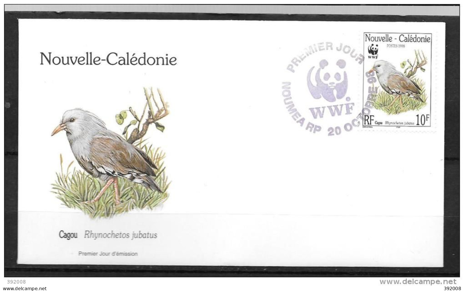 1998 - 769 - WWF - Oiseau, Cagou - 18 - FDC