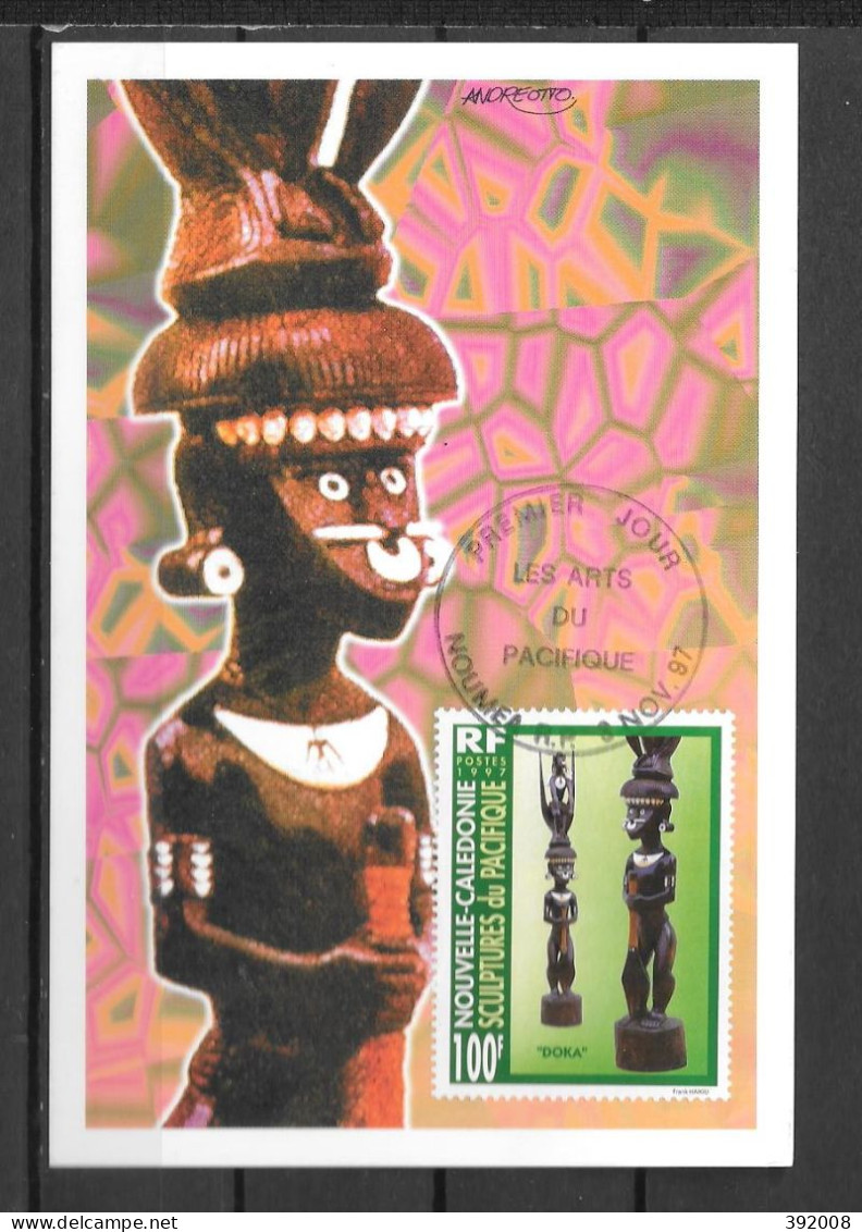 1997 - 742 - Les Arts Du Pacifique, Statuette - 16 - 2 - Cartes-maximum