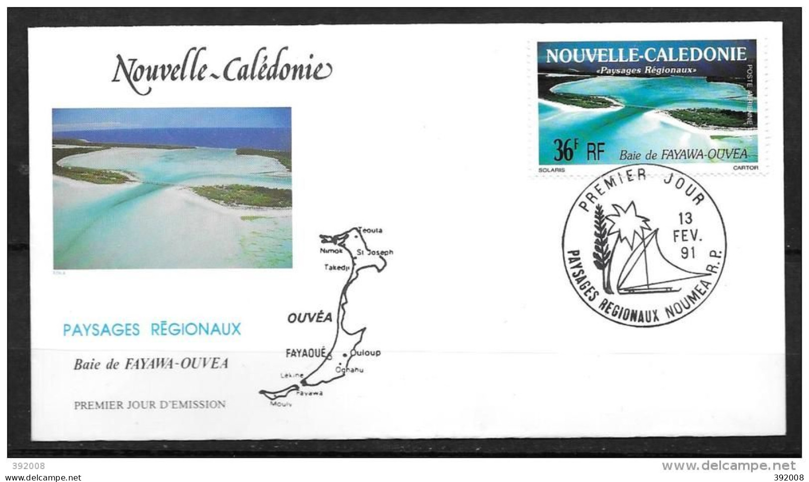1991 - PA 276 - Paysages Régionaux, Baie De Fayawa-Ouvéa - 10 - FDC