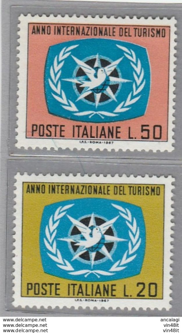 1967 - ITALIA REPUBBLICA - ANNO INTERNAZIONALE DEL TURISMO  - SERIE COMPLETA  2 VALORI   - NUOVO - 1961-70: Nieuw/plakker