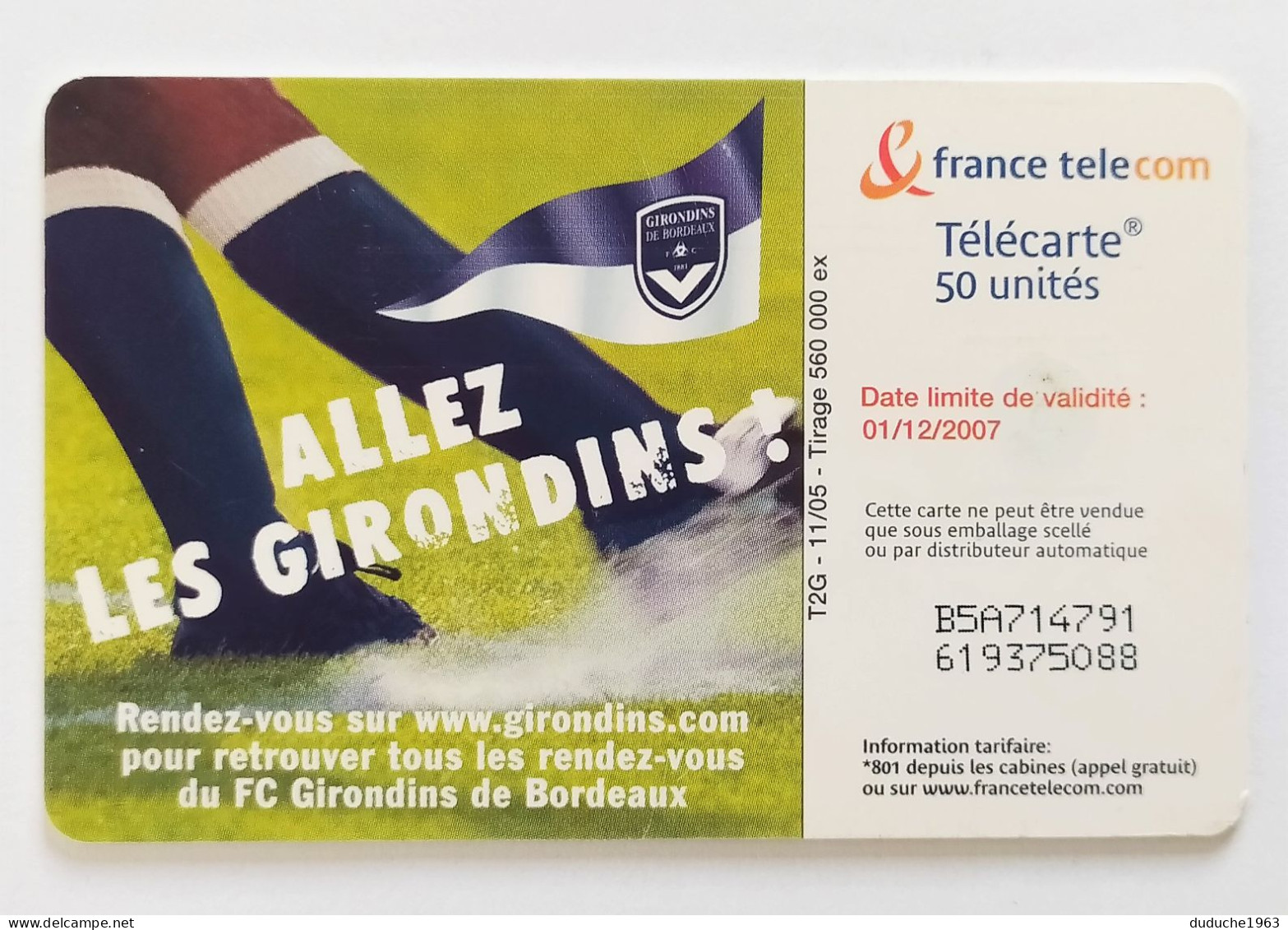 Télécarte France - Football. Girondins De Bordeaux - Ohne Zuordnung