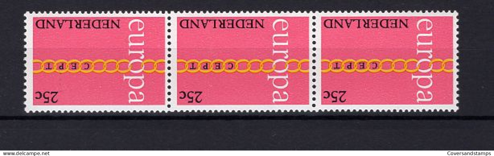  Nederland - Europa CEPT  NVPH 990 In Strip Van 3 Met Nummer 495 - 1971