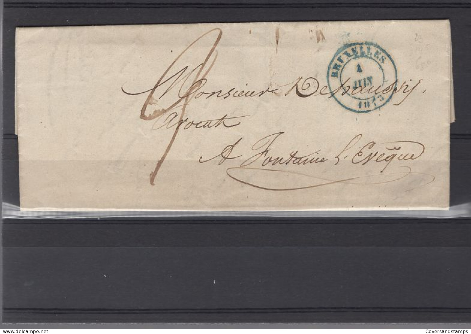  Brief Van Bruxelles Naar Fontaine L'Eveque, 1 Juni 1843 - 1830-1849 (Belgio Indipendente)