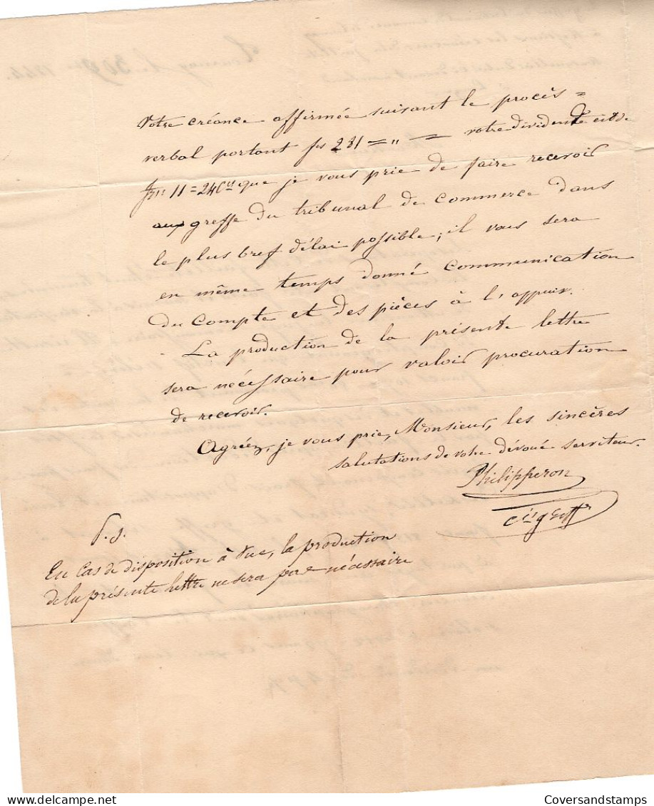  Brief Van Tournay Naar Bruxelles Op 2 December 1844 - 1830-1849 (Belgica Independiente)