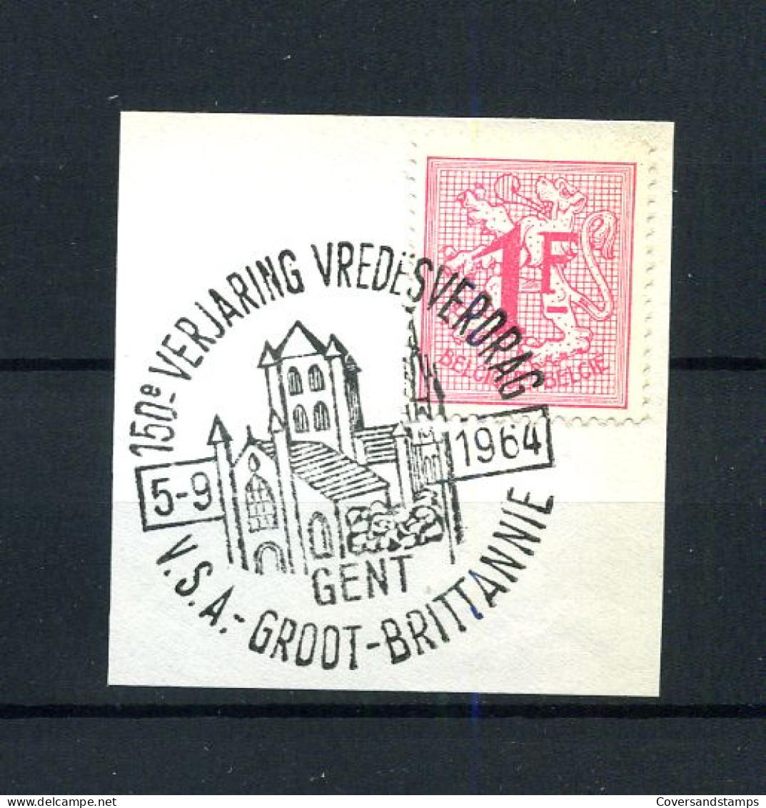 859 - Stempel : 150e Verjaring Vredesverdrag, V.S.A. Groot-Brittannië - Documents Commémoratifs