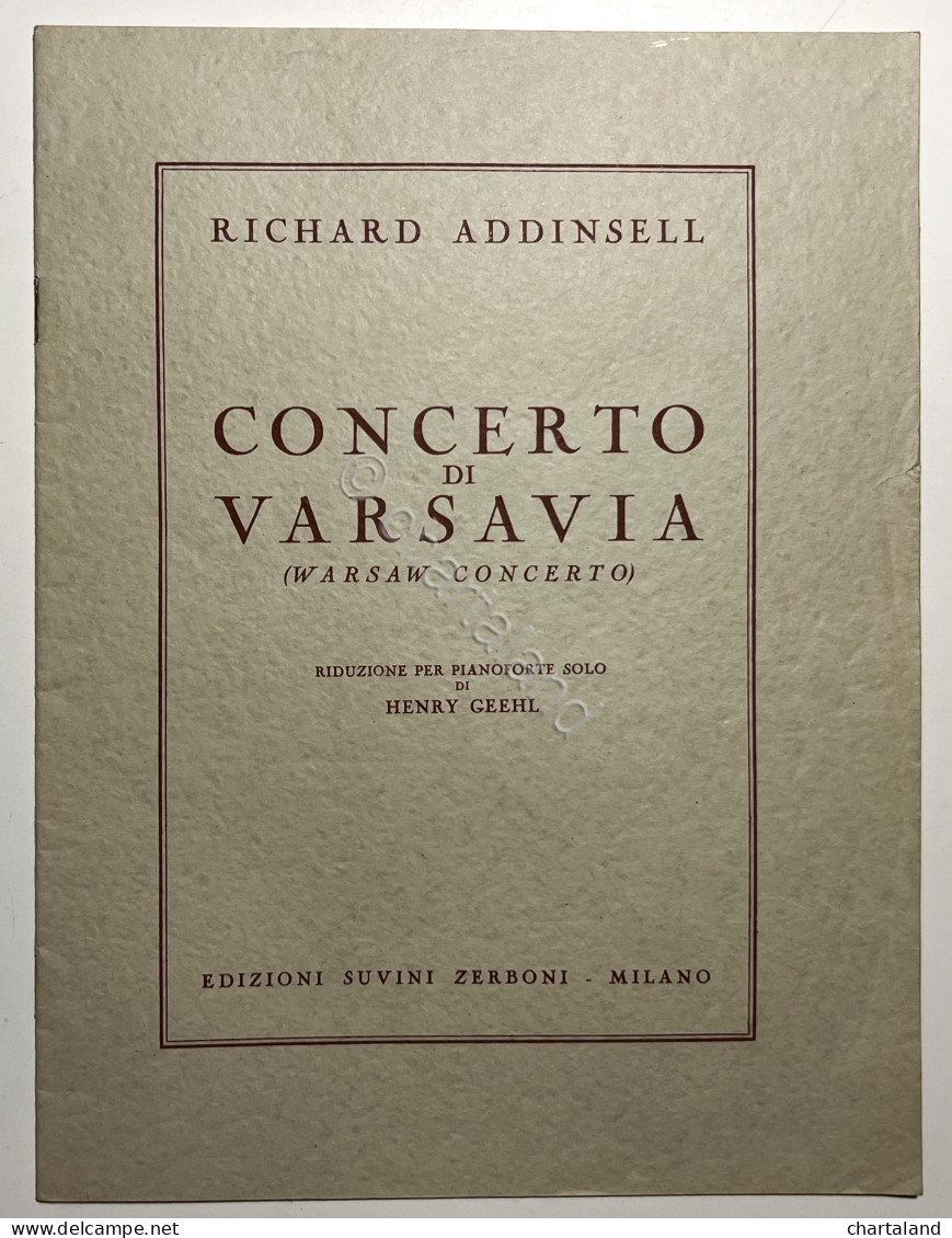 Spartiti - R. Addinsell - Concerto Di Varsavia Per Pianoforte - Ed. 1954 Zerboni - Otros & Sin Clasificación