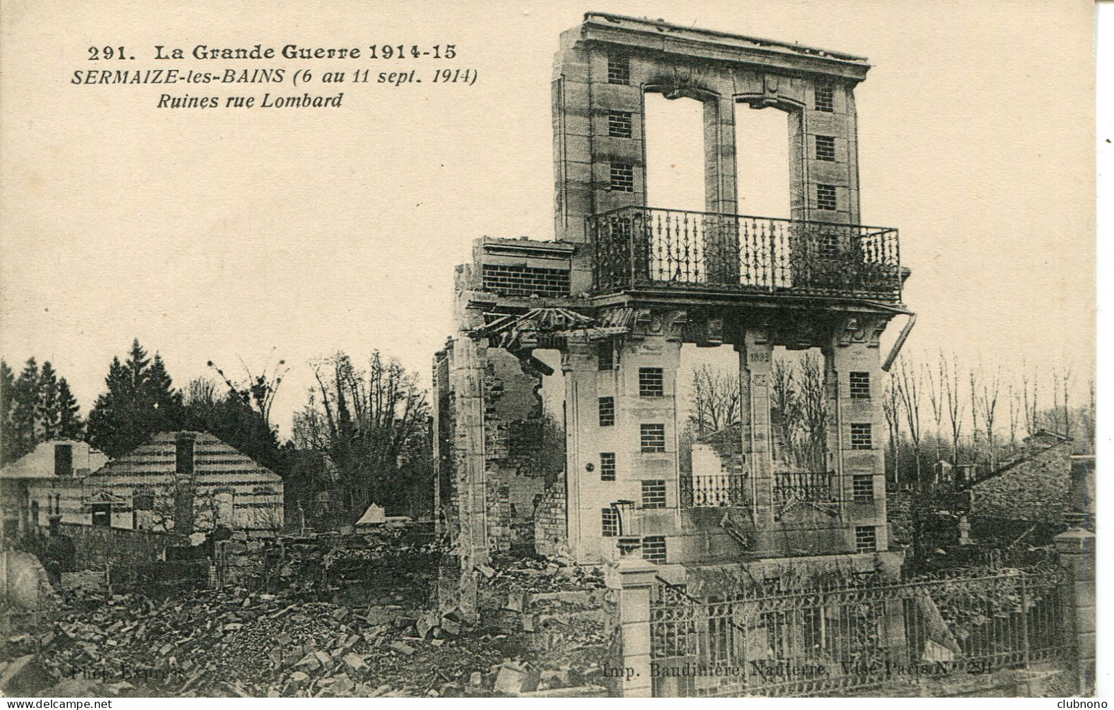 CPA -SERMAISE-LES-BAINS (G.G. 14/18) - RUINES RUE LOMBARD (IMPECCABLE) - Sermaize-les-Bains