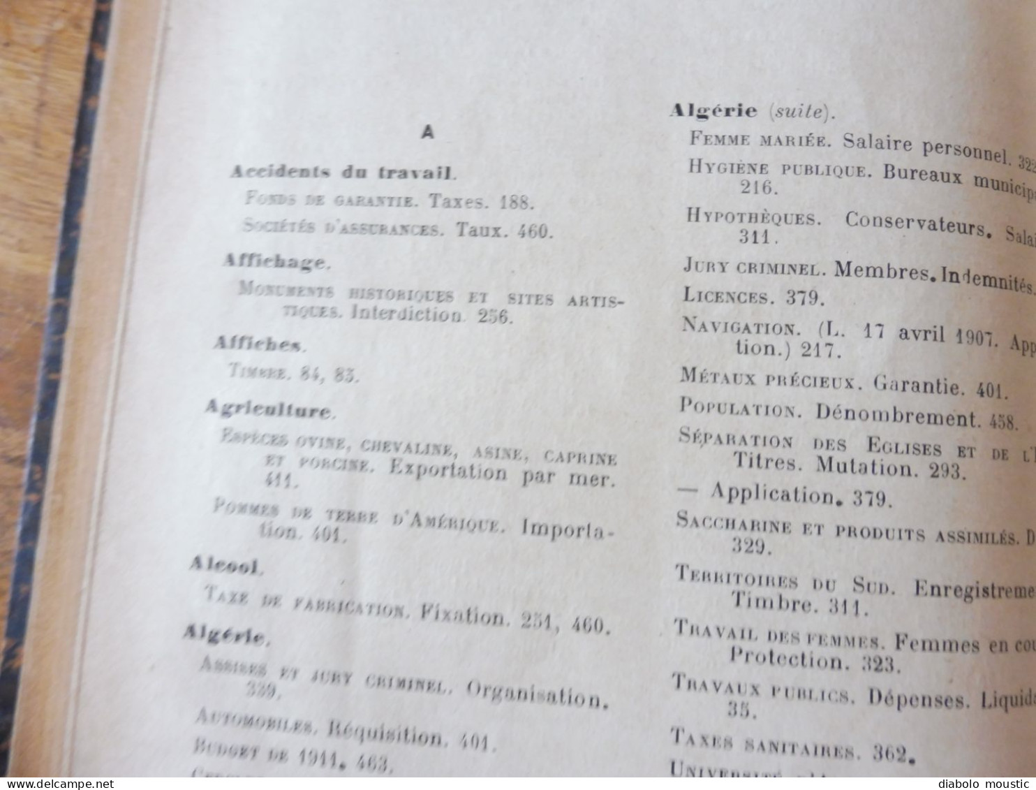 1910  RECUEIL des LOIS : Prostitution des mineurs, Légion étrangère, Sections Spéciales, Raisins et vendange; Etc ; Etc