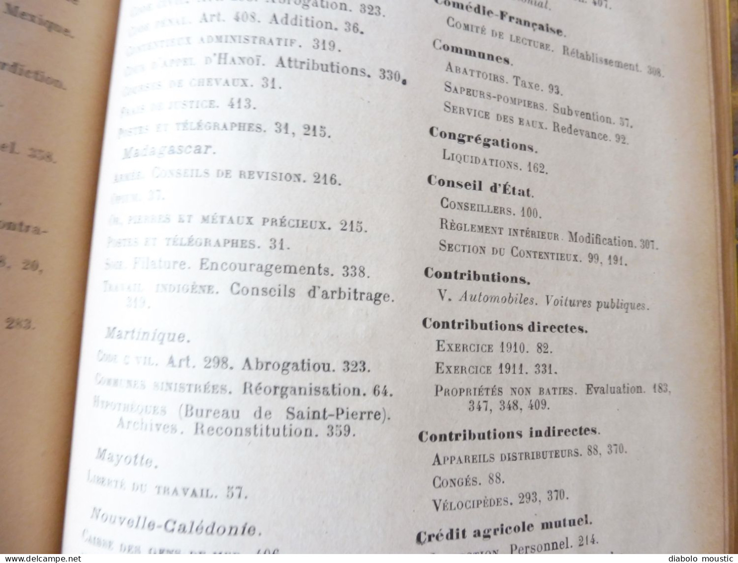 1910  RECUEIL des LOIS : Prostitution des mineurs, Légion étrangère, Sections Spéciales, Raisins et vendange; Etc ; Etc