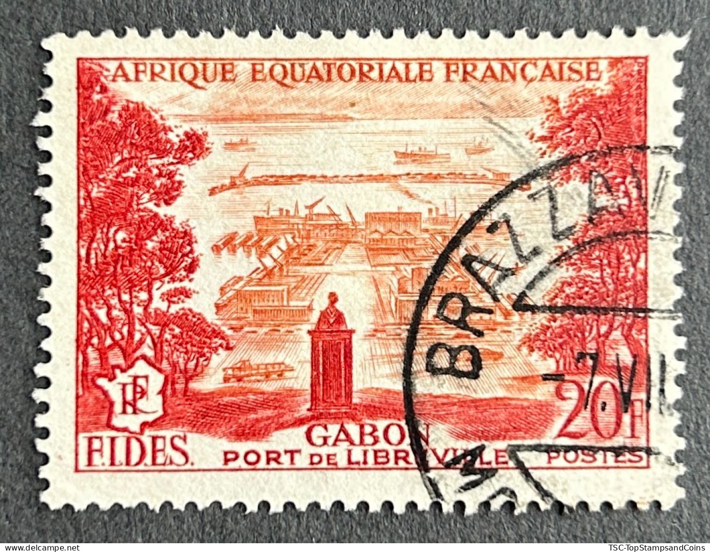 FRAEQ0235U1 - FIDES - Port De Libreville - Gabon - 20 F Used Stamp - AEF - 1956 - Gebruikt