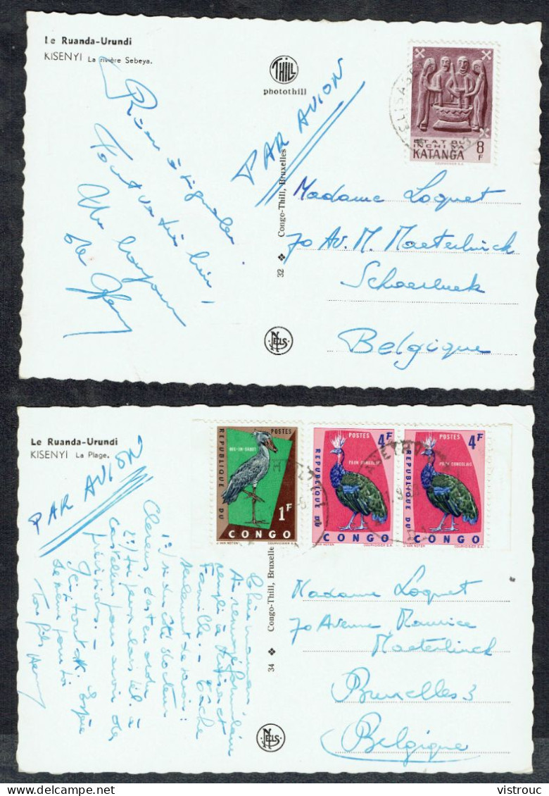 2 CP Diverses: KISENYI, Rivière Sebeya Et Plage -  Circulated - Circulé - Gelaufen - 1963. - Ruanda-Urundi