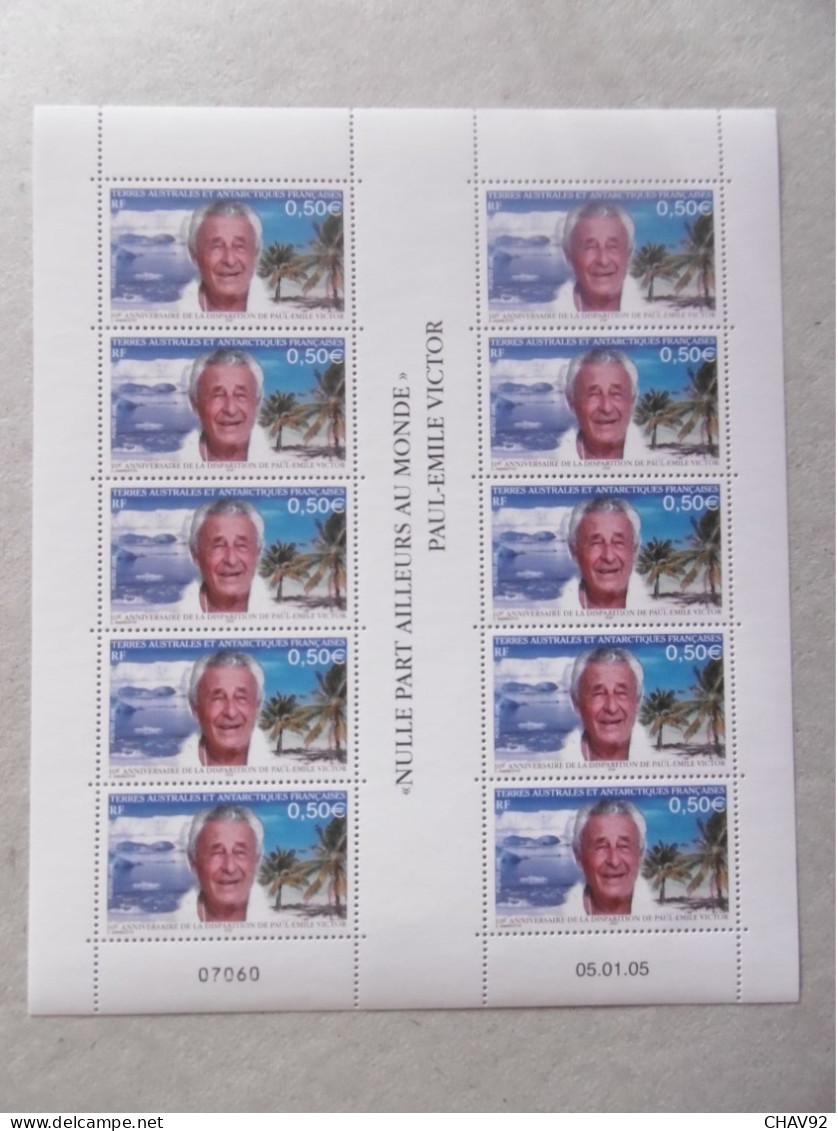 T A A F  2005    P417  * *  PAUL EMILE VICTOR FEUILLE DE 10 - Unused Stamps