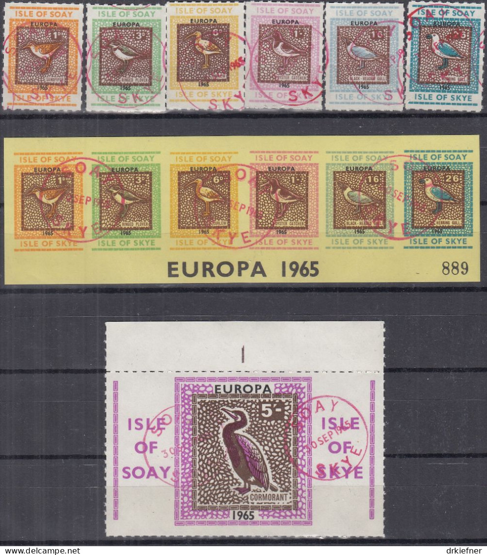 INSEL SOA (Schottland), Nichtamtl. Briefmarken, 2 Blöcke + 6 Marken, Gestempelt, Europa 1965, Vögel - Ecosse