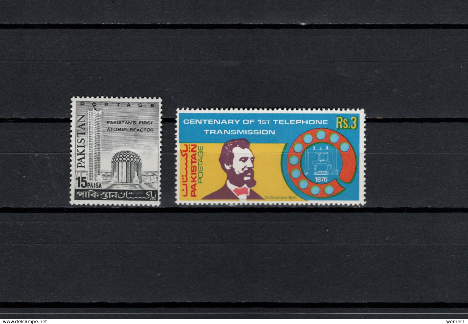 Pakistan 1966/1976 Space, First Nuclear Power Station, Telephone Centenary 2 Stamps MNH - Asie