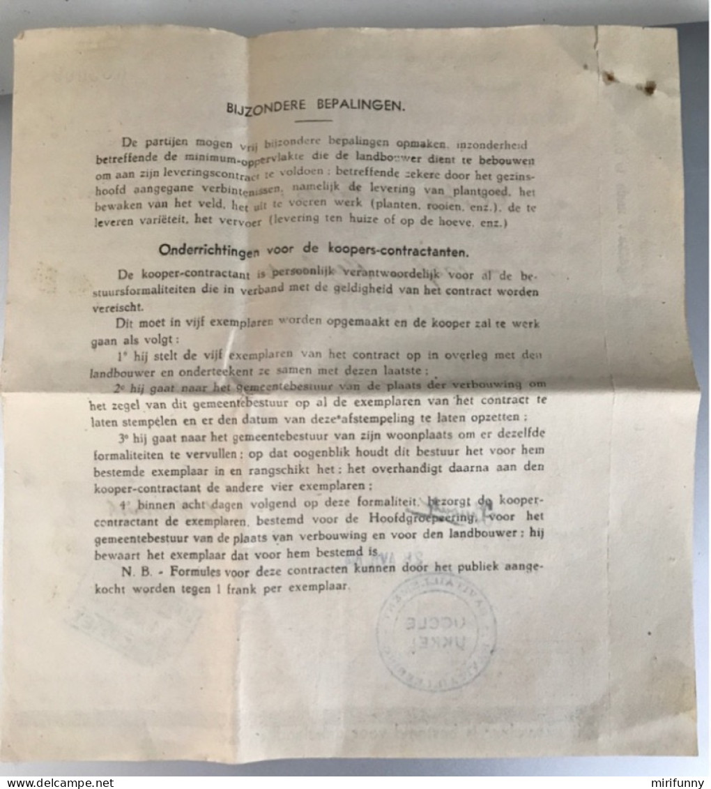 1942/contract Voor Levering Van Late Aardappelen / Zandvliet/ - 1939-45