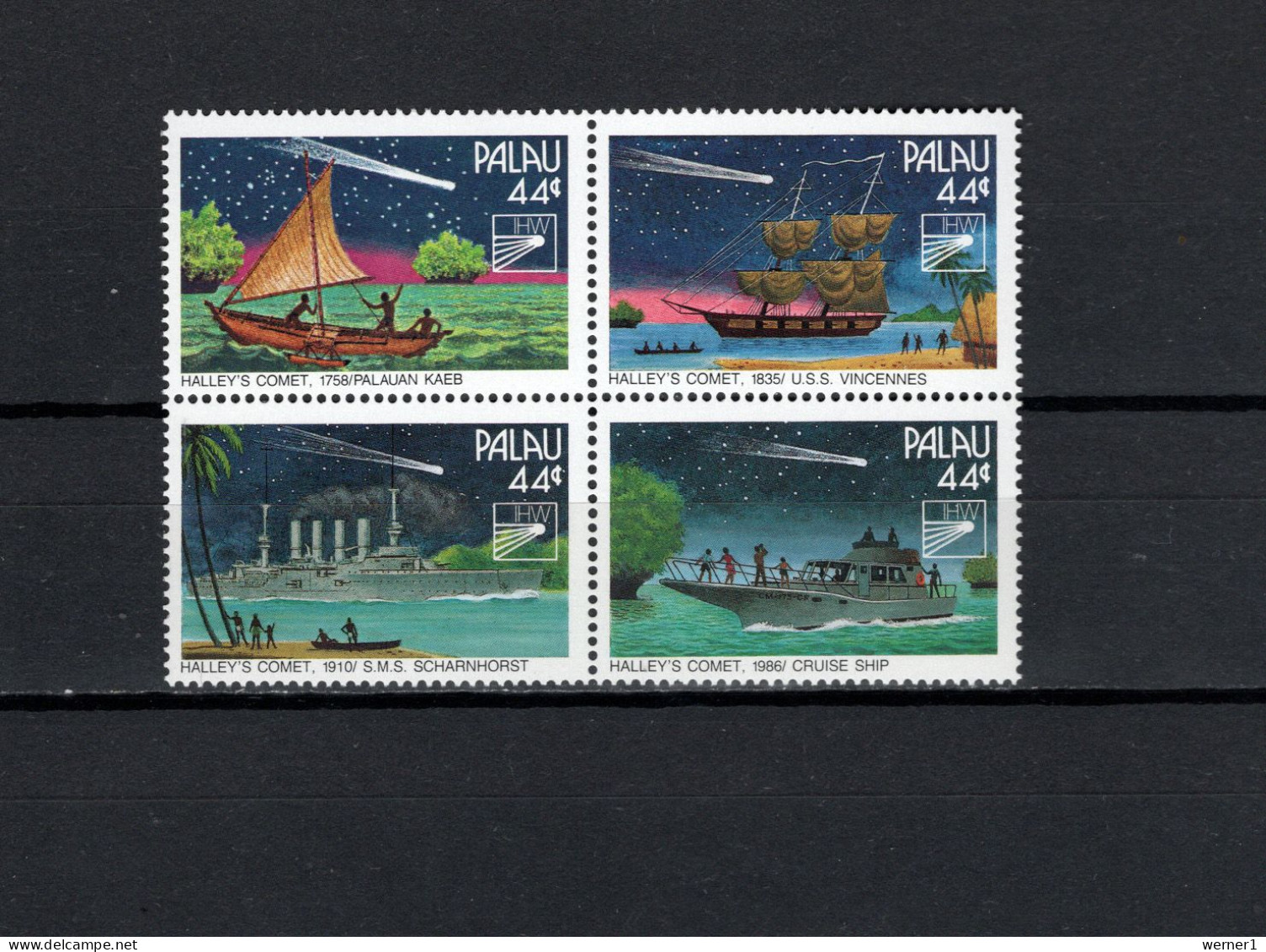 Palau 1985 Space, Halley's Comet Set Of 4 MNH - Oceania