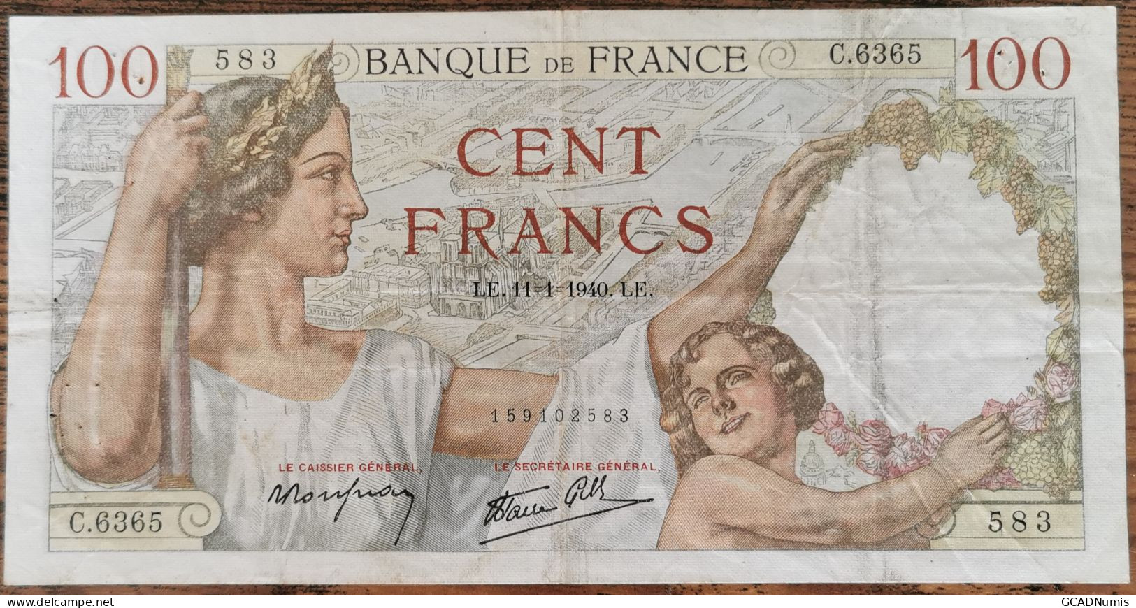 Billet De 100 Francs SULLY 11 - 1 - 1940 FRANCE C.6365 - 100 F 1939-1942 ''Sully''