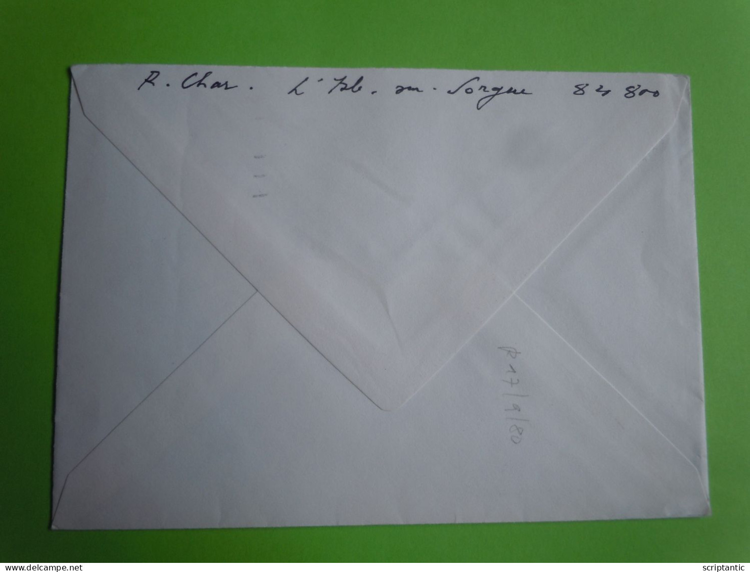 Enveloppe Autographe René CHAR (1907-1988) POETE Et RESISTANT - Isle Sur Sorgues - Ecrivains