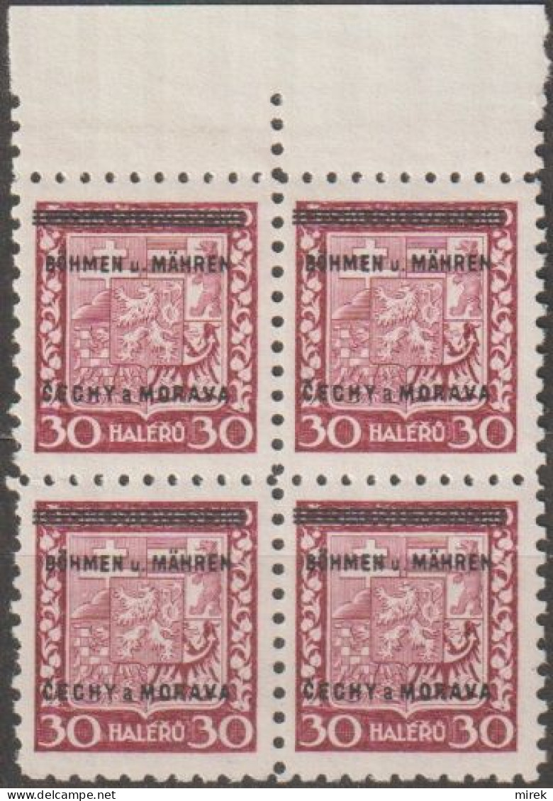 05/ Pof. 5; Corner 4-block - Unused Stamps