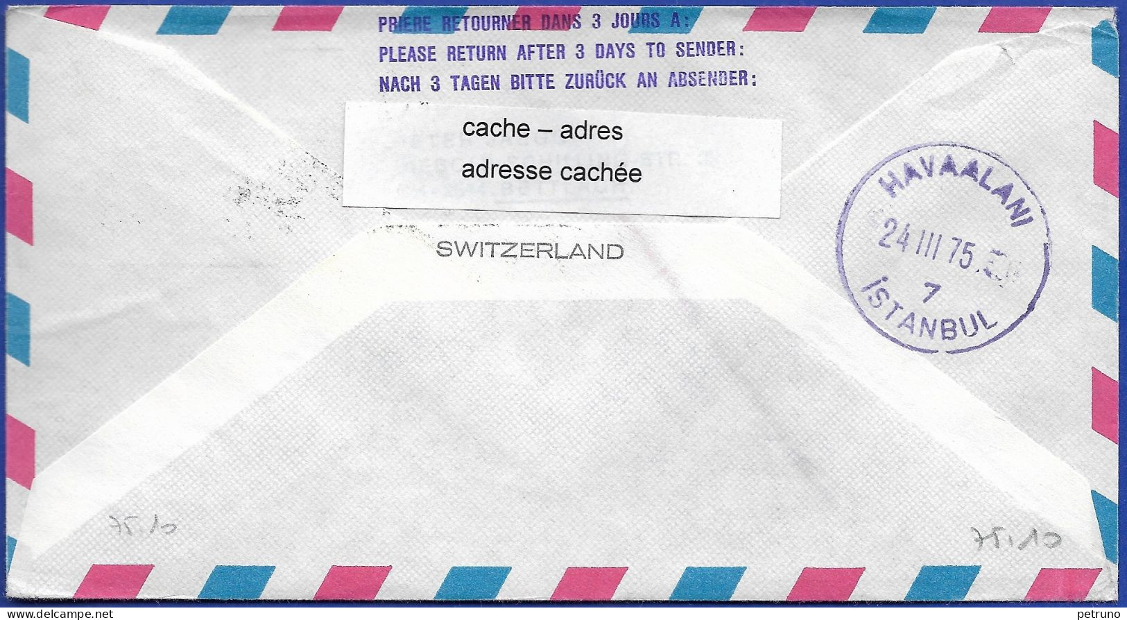 FFL DC-10 Ab UNO -Genf-Istanbul 24.3.1975 Mit Swissair - Briefe U. Dokumente