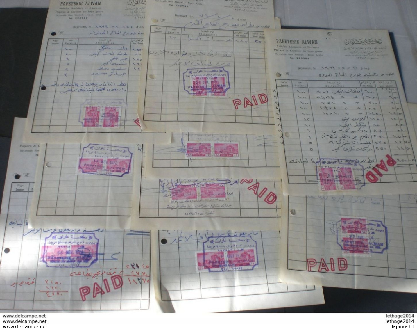 LEBANON لبنان GRAND LIBAN STAMPS TAXE TAX FISCAL REVENUE ORIGINAL NUMBER 88 DOCUMENT + 7 PHOTO - Lebanon