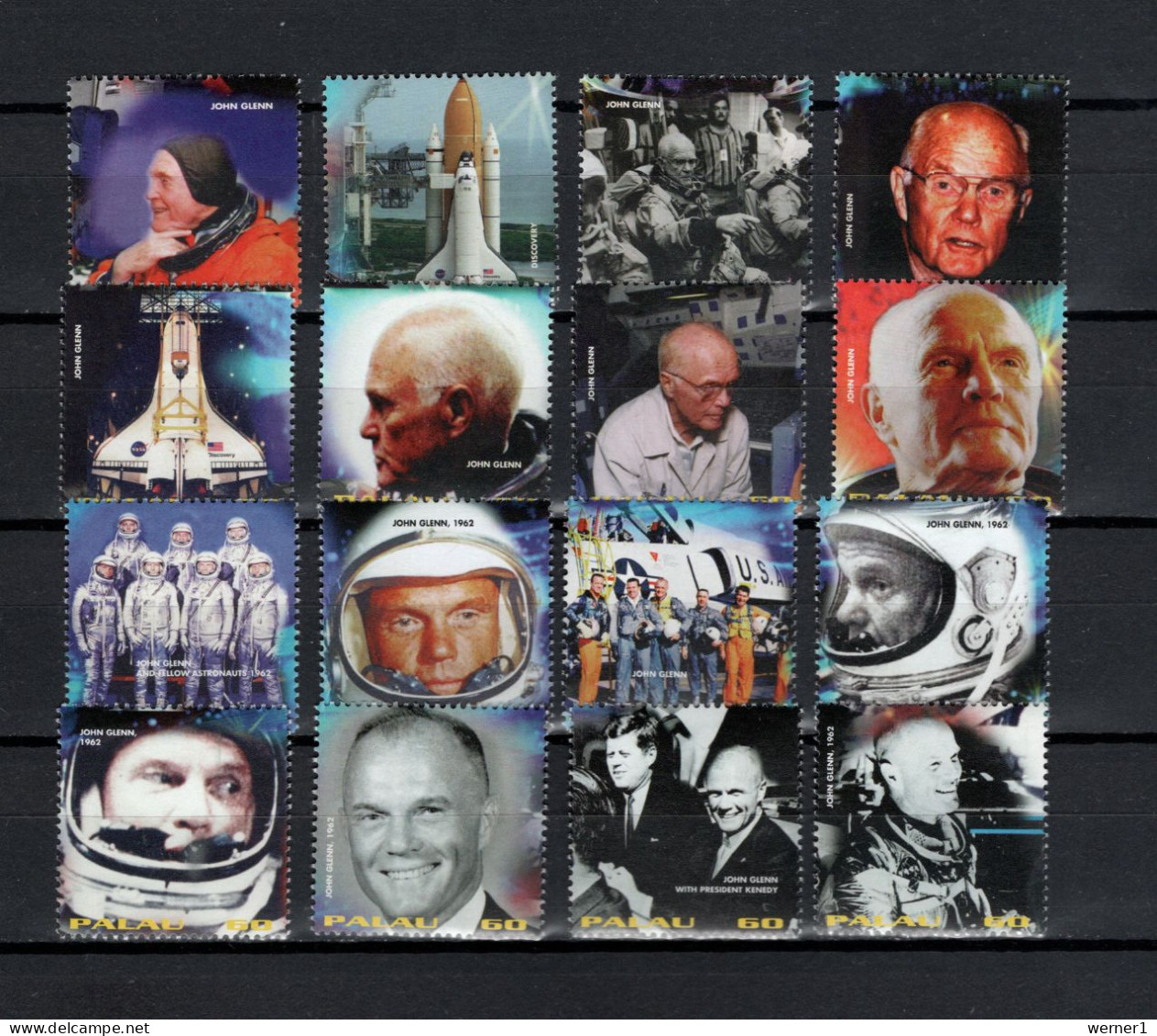 Palau 1998 Space, John Glenn Set Of 16 Stamps MNH - Oceanía