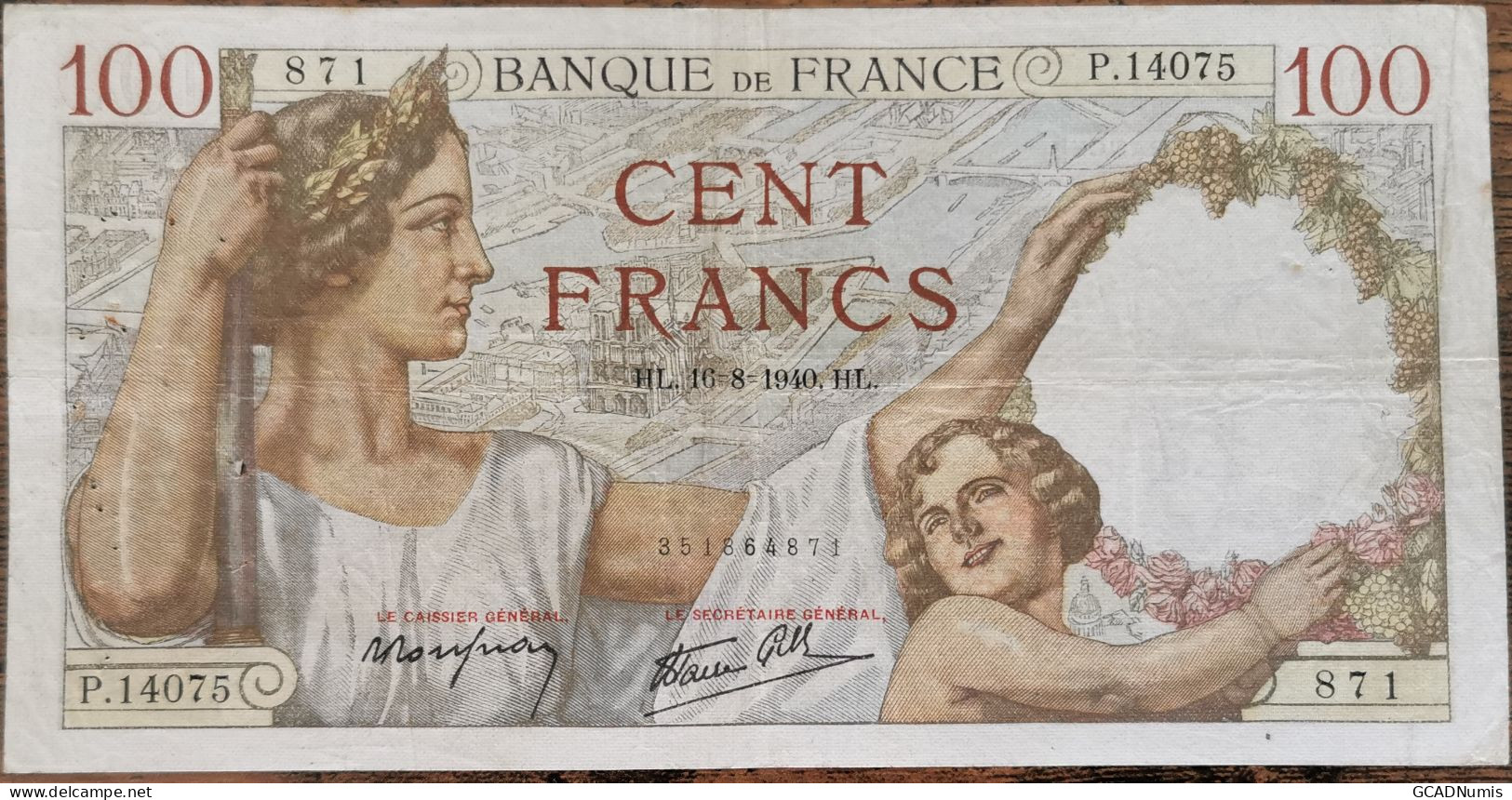 Billet De 100 Francs SULLY 16 - 8 - 1940 FRANCE P.14075 - 100 F 1939-1942 ''Sully''