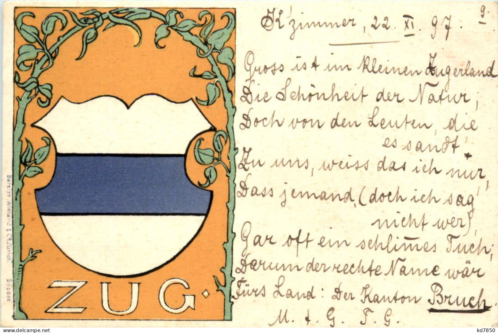 Zug - Wappen - Litho - Zoug