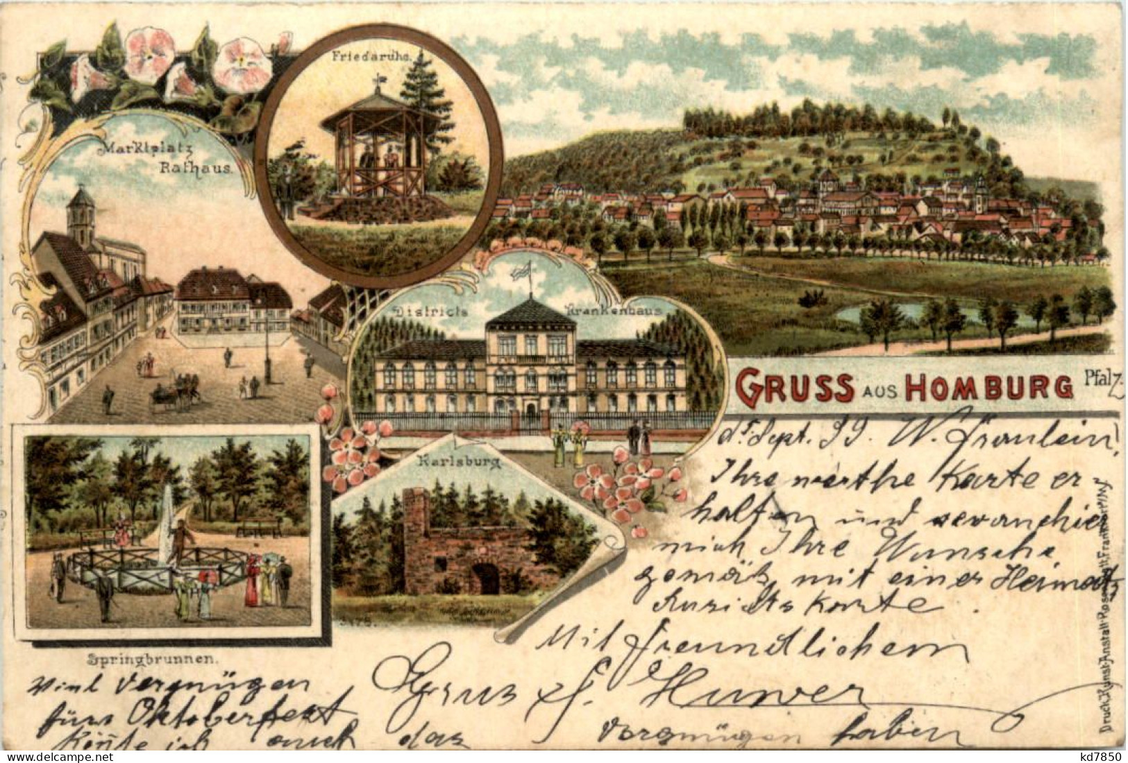 Gruss Aus Homburg - Litho - Bad Homburg