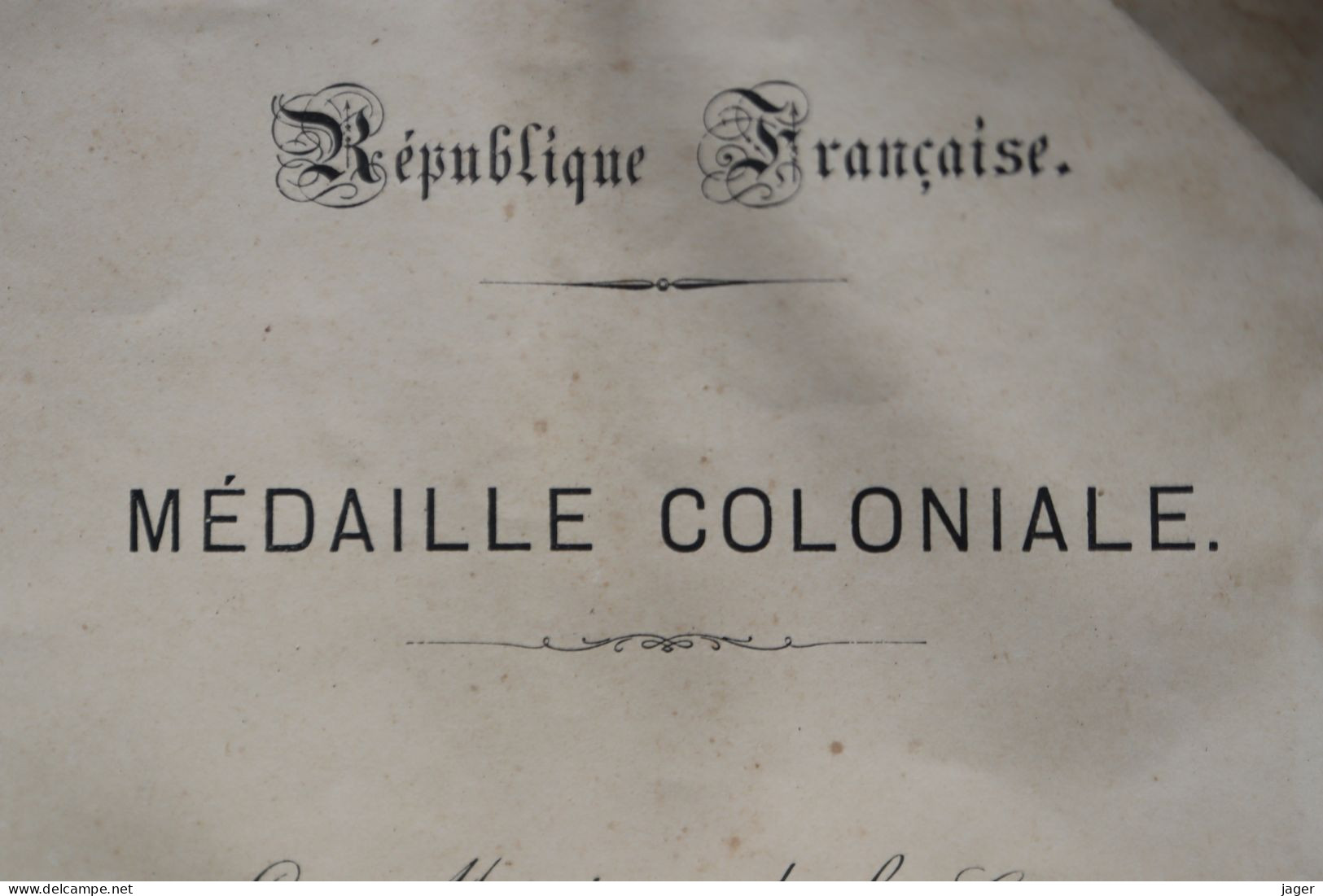 Brevet  Médaille Coloniale 1897  Agrafe Algérie - Francia