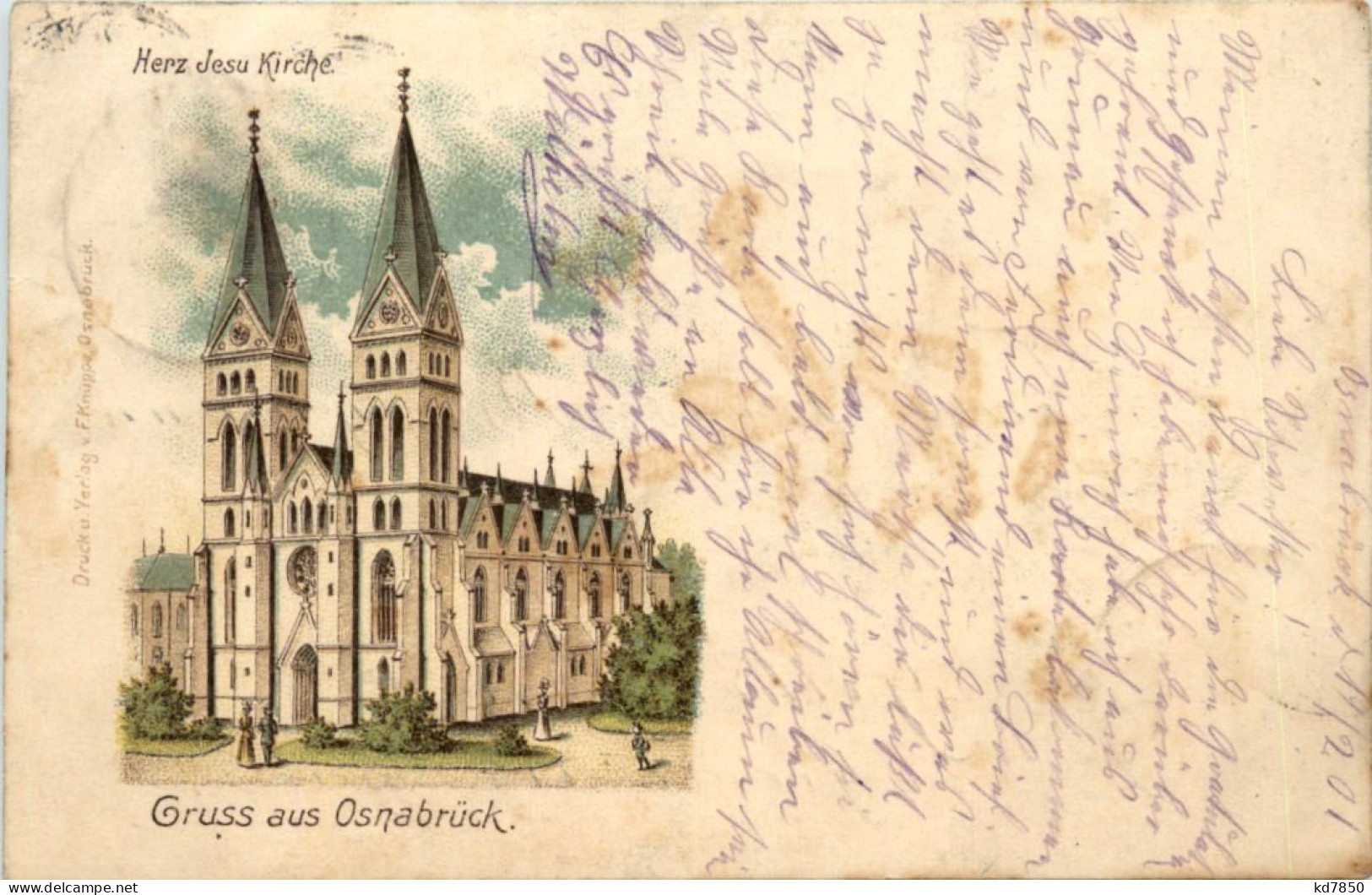 Gruss Aus Osnabrück - Herz Jesu Kirche - Litho - Osnabrueck