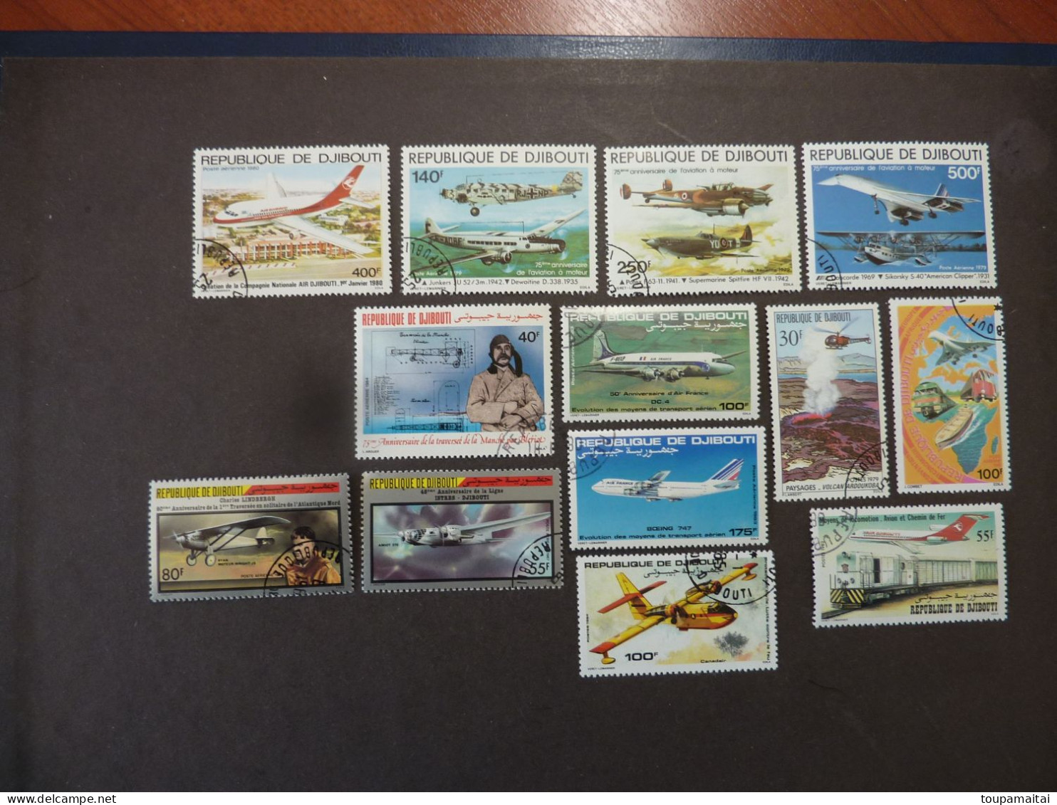 DJIBOUTI, LOT De 13 TIMBRES Thème AVIONS, Années 1979 Et +,YT N° PA 130-131-132-140-184-185 Et Autres - Dschibuti (1977-...)