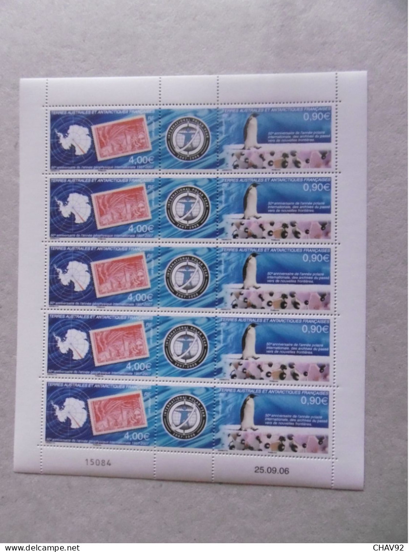 T A A F  2007   P469/470* *  ANNEE POLAIRE INTERNATIONALE 2007  2008    FEUILLE DE 5 - Unused Stamps