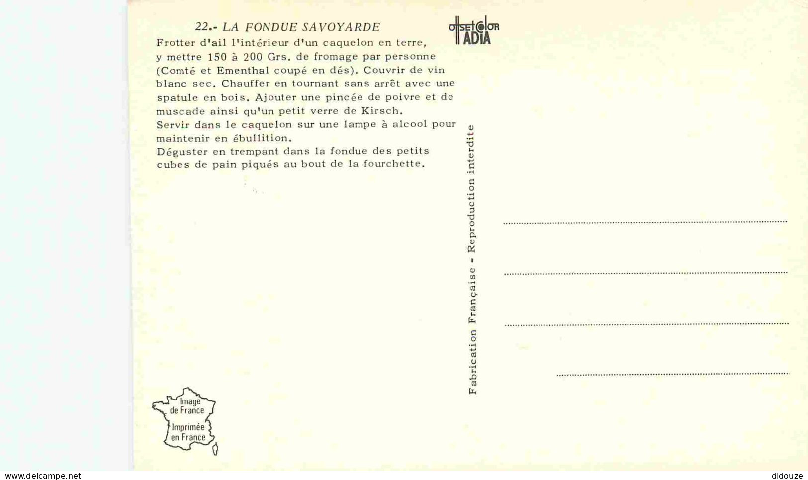 Recettes De Cuisine - Fondue Savoyarde - Poupées - Gastronomie - CPM - Voir Scans Recto-Verso - Recettes (cuisine)