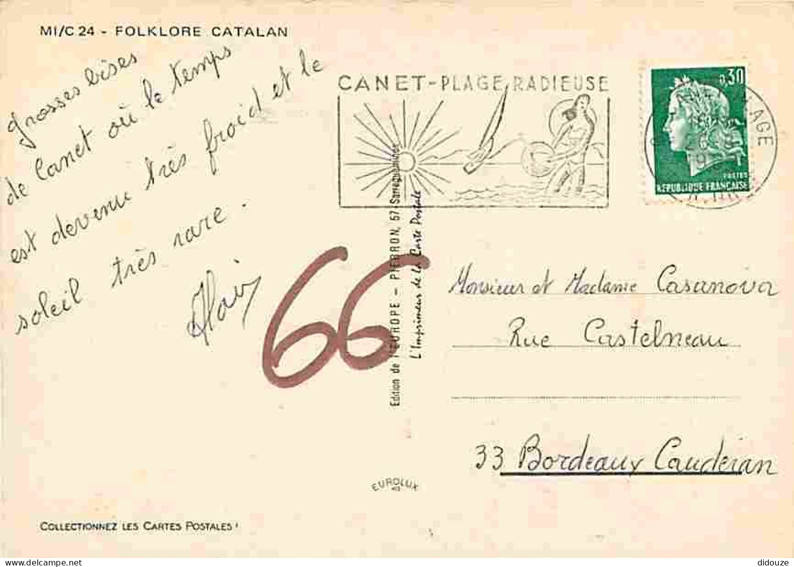 Folklore - Costumes - Pays Catalan - Folklore Catalan - Multivues - Flamme Postale - Voir Scans Recto Verso - Costumi