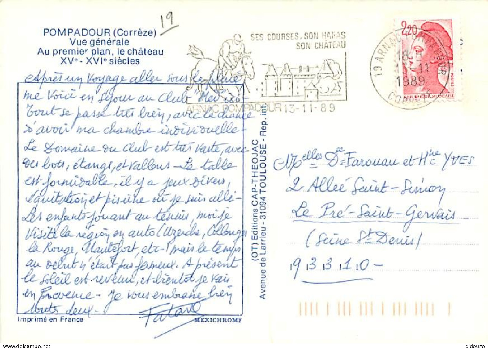 19 - Pompadour - Vue Générale - Le Château - Flamme Postale De Arnac Pompadour - CPM - Voir Scans Recto-Verso - Arnac Pompadour