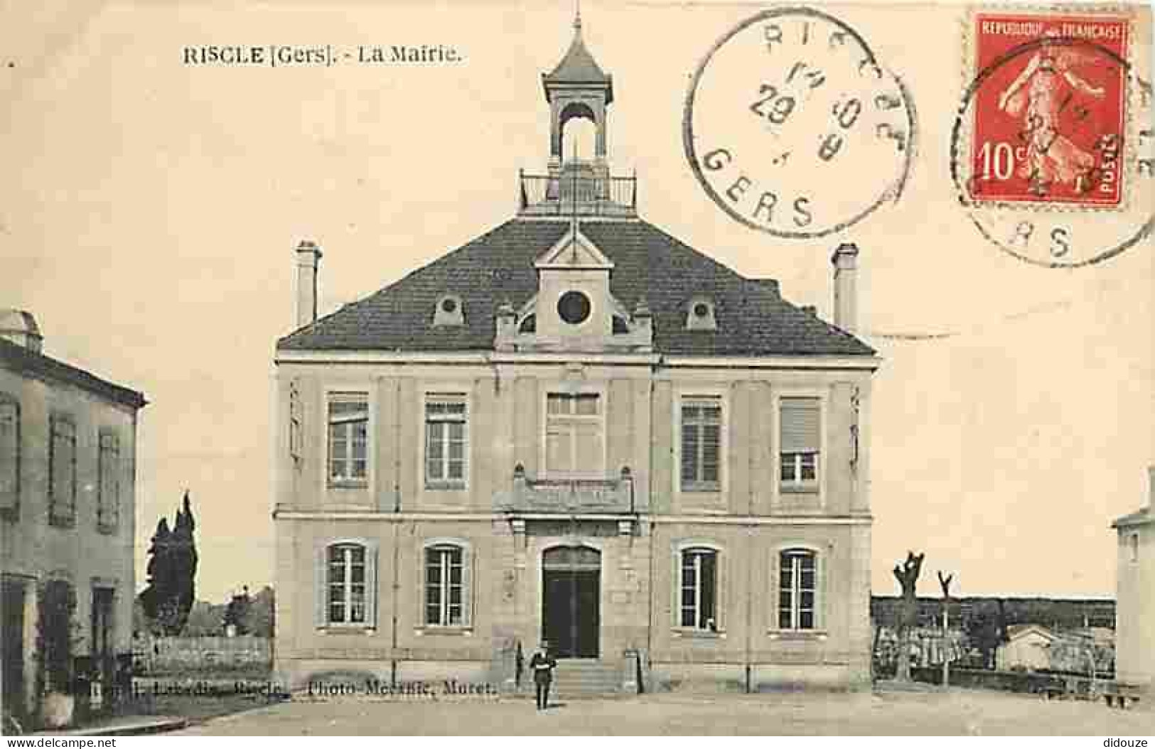 32 - Riscle - La Mairie - Animée - Oblitération Ronde De 1914 - CPA - Voir Scans Recto-Verso - Riscle