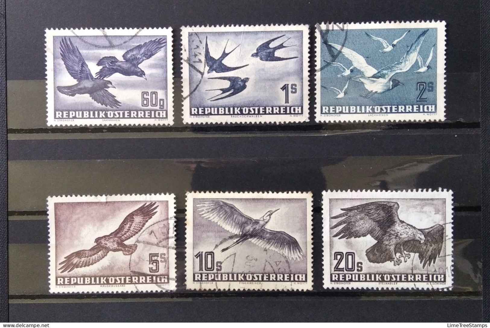 AUSTRIA 1950-53 Air Post Stamps Birds Used - Oblitérés