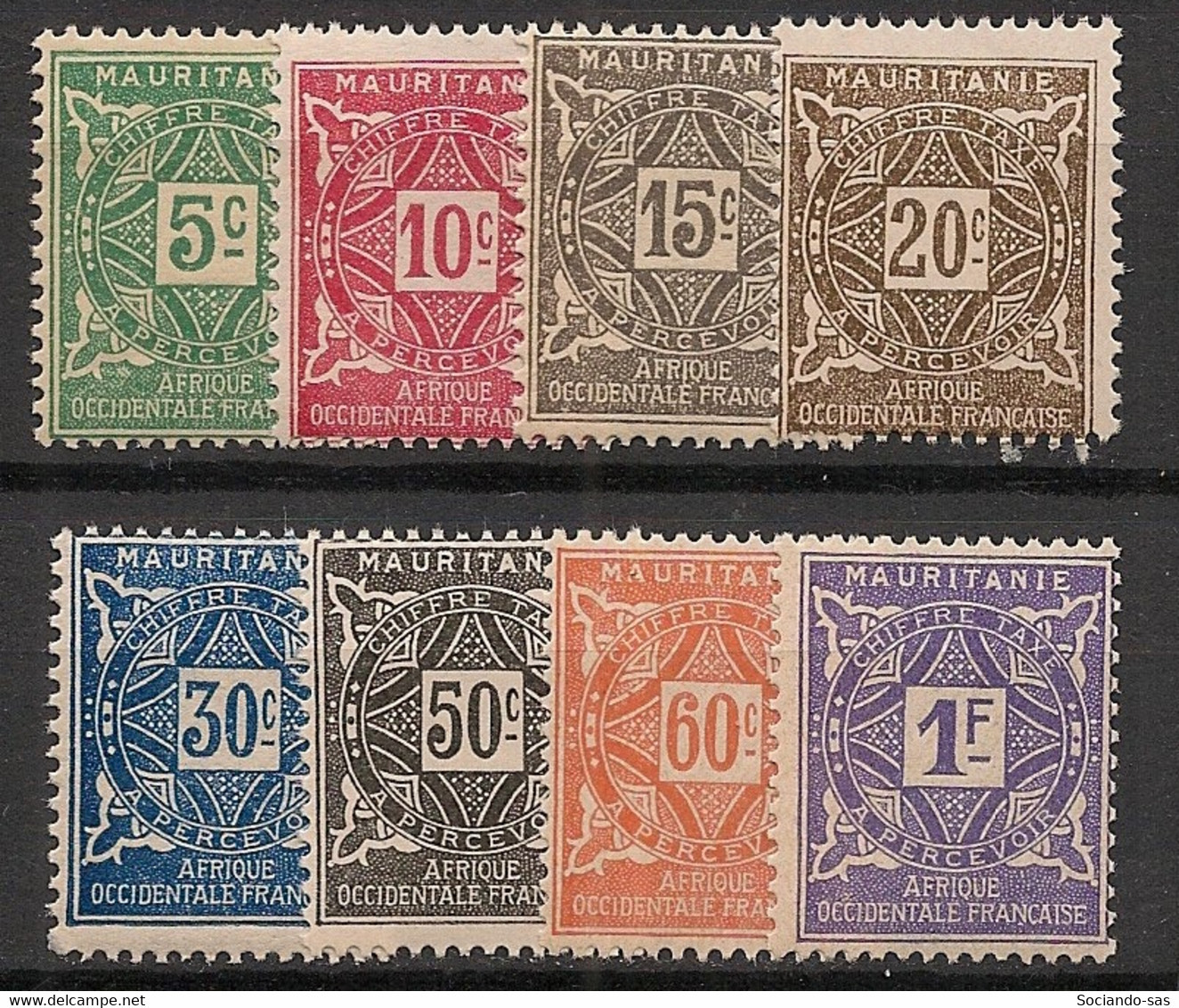 MAURITANIE - 1914 - Taxe TT N°Yv. 17 à 24 - Série Complète - Neuf * / MH VF - Unused Stamps