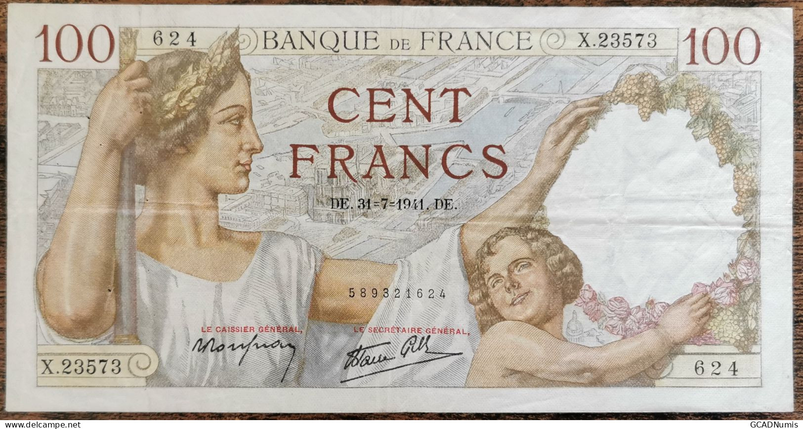 Billet De 100 Francs SULLY 31 - 7 - 1941 FRANCE X.23573 - 100 F 1939-1942 ''Sully''