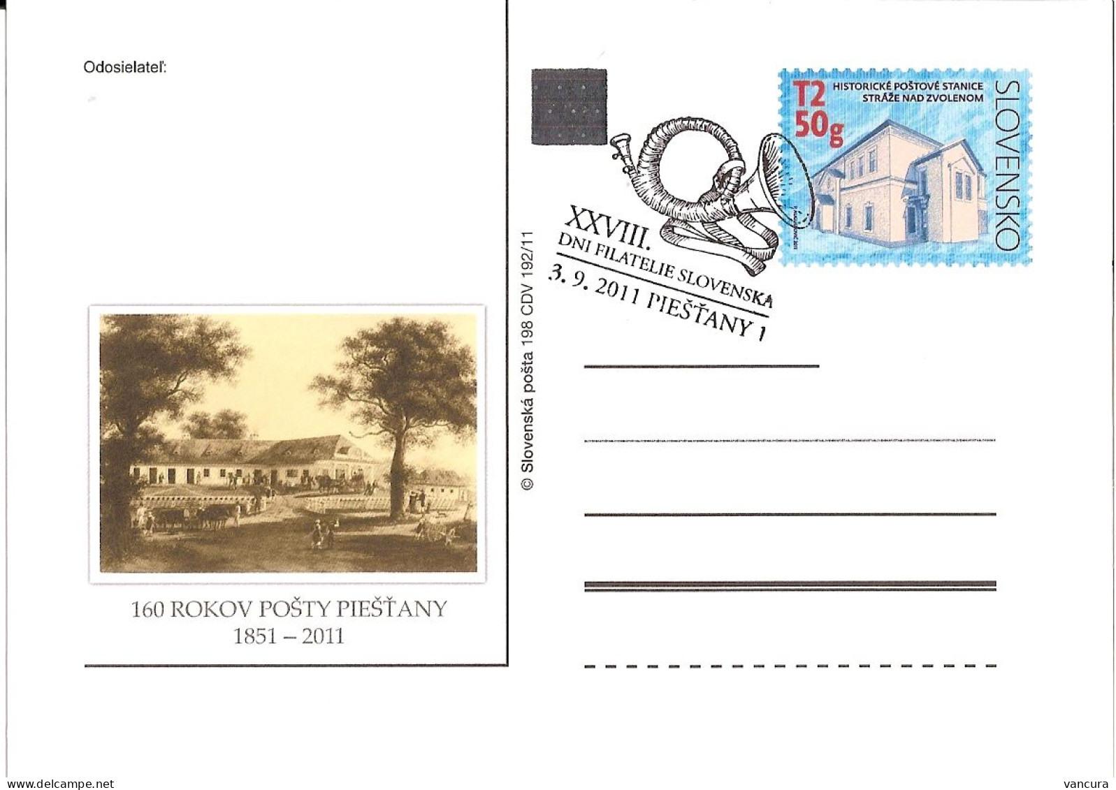 CDV 198 Slovakia - Piestany Postoffice Anniversary 2011 Spa - Posta