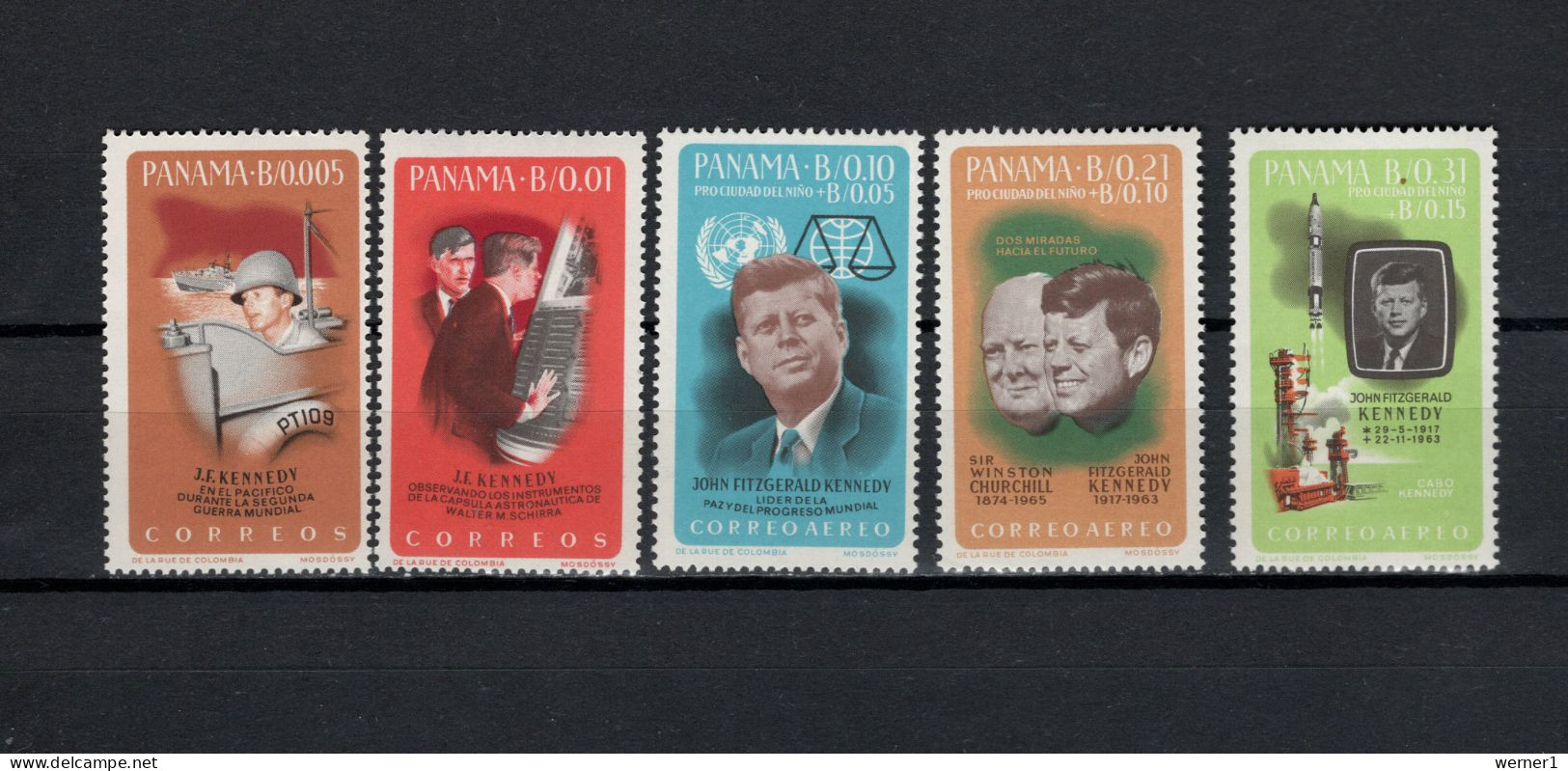 Panama 1965 Space, JFK Kennedy Set Of 5 MNH - Amérique Du Nord