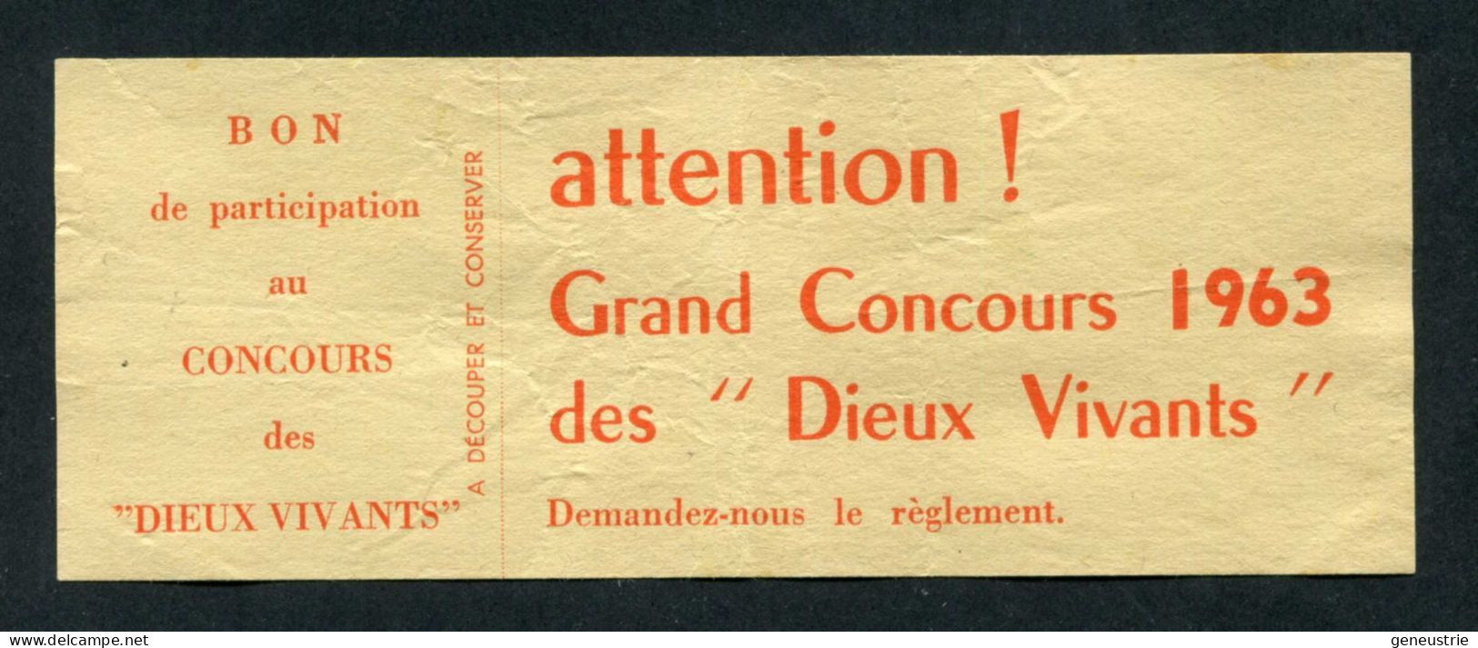 Jeton-papier De Nécessité Bon-prime 1963 - Caprice Des Dieux - Fromageries Bongrain à Illoud Par Bourmont (Haute-Marne) - Noodgeld