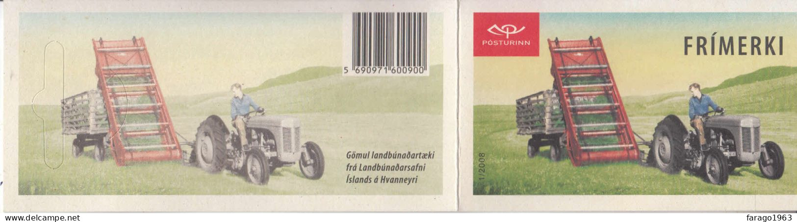 2008 Iceland Agricultural Tools Tractors Complete Booklet MNH - Nuovi