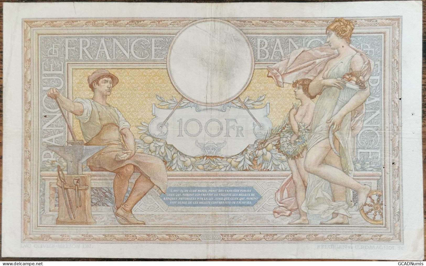 Billet 100 Francs LUC OLIVIER MERSON 15 = 4 = 1937 FRANCE  A.53578 - 100 F 1908-1939 ''Luc Olivier Merson''