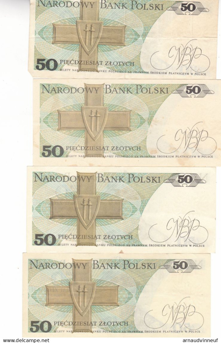 POLOGNE BILLET DE 50 LOT DE 4 BILLETS - Polen