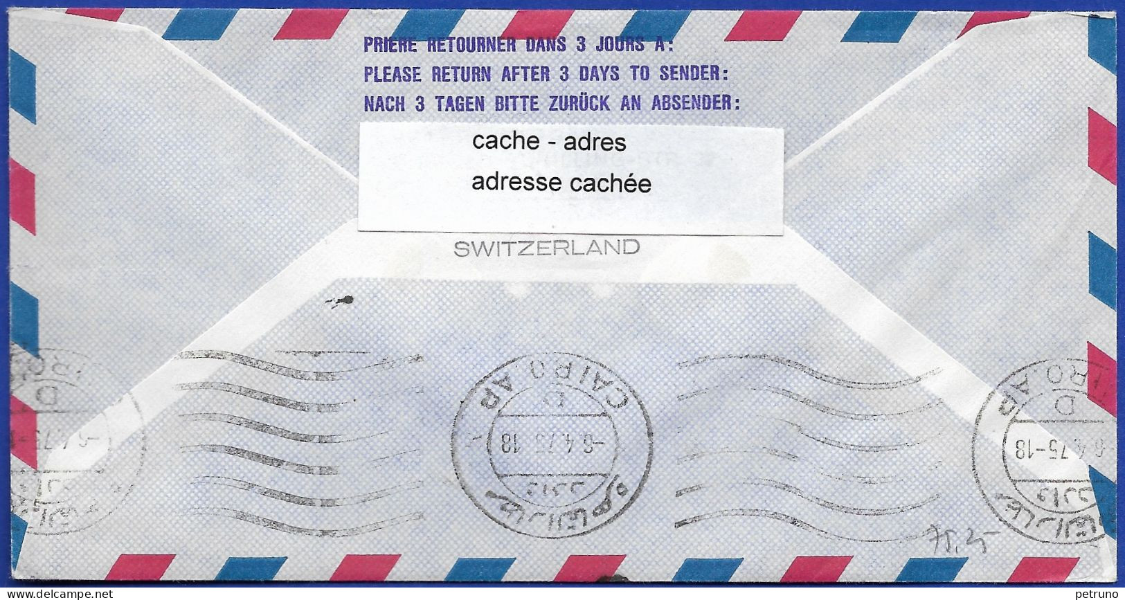 FFL DC-8 Ab UNO -Genf Zürich-Kairo 5.4.1975 Mit Swissair - Briefe U. Dokumente