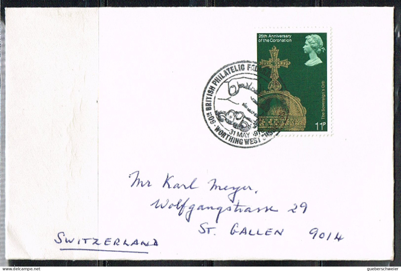 MAIN L 33 - GRANDE-BRETAGNE Cachet Comm. Sur Enveloppe Visite Illustré Mains De La Fédération Philatélique - Postmark Collection