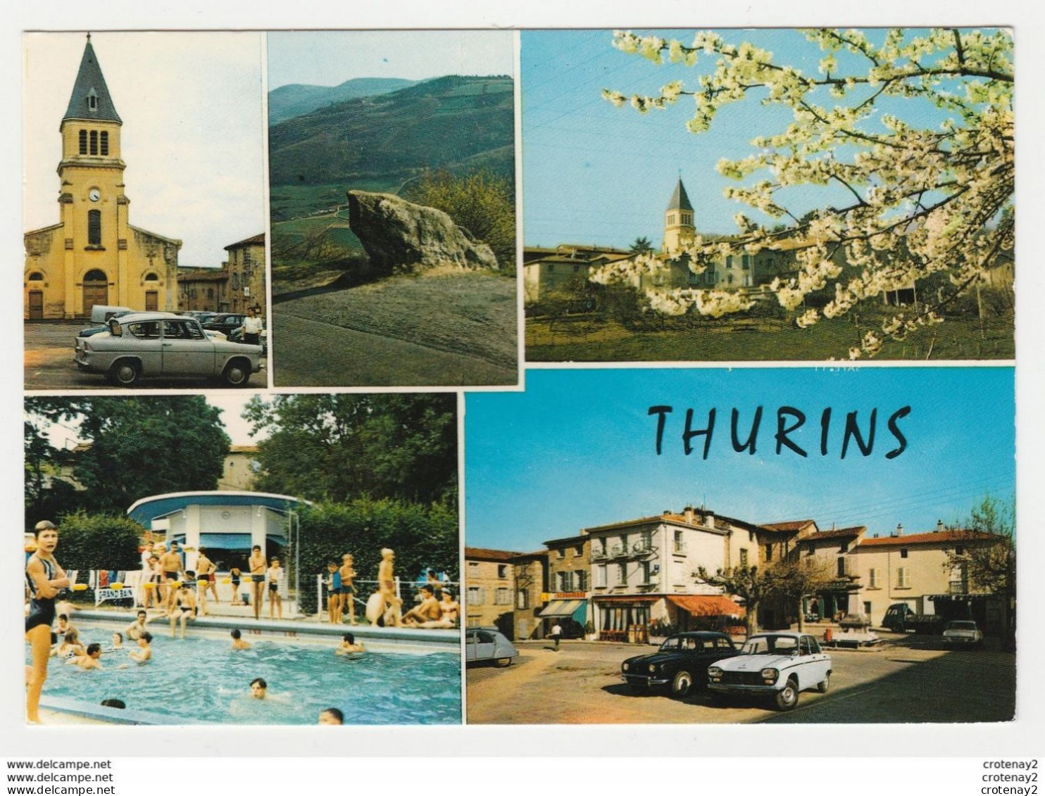 69 THURINS Vers Brignais N°567 En 5 Vues Piscine Baignade Ford Anglia Peugeot 204 Citroën 2CV Camion Renault Dauphine - Brignais