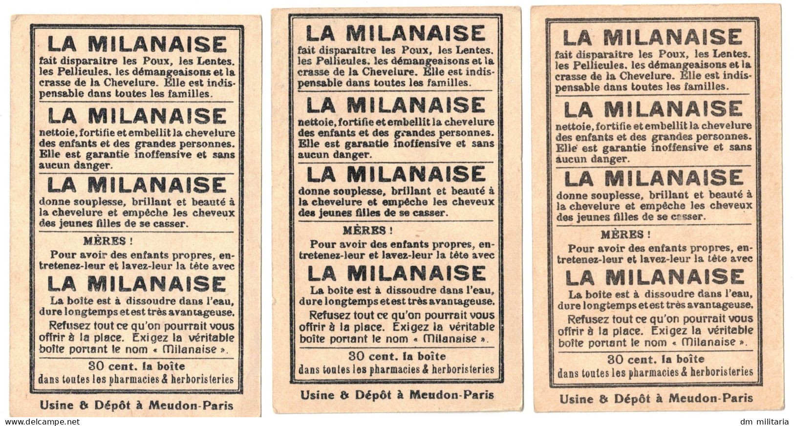 LOT 3 TRÈS BELLES CHROMOS : LA MILANAISE - USINE ET DÉPÔT À MEUDON - PARIS - Other & Unclassified